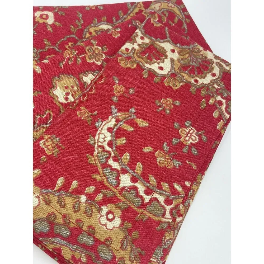 Pottery Barn Chalet Paisley Red Napkins NWOT Set Of 3